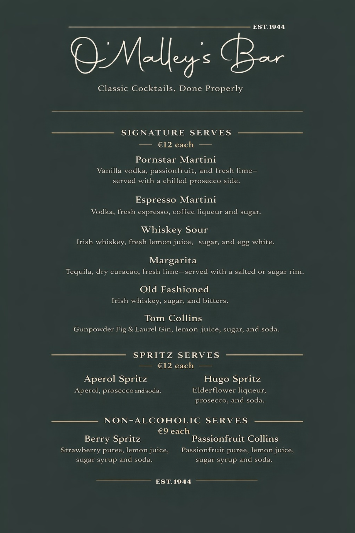 Cocktail & Wine Menu